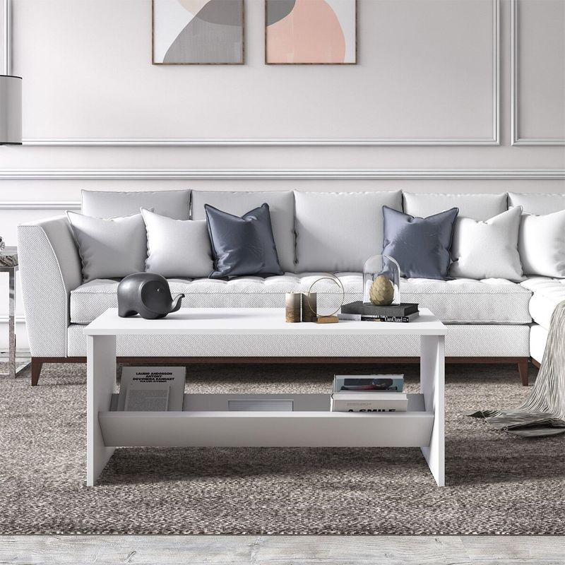 Casa si Gradina - Mobilier - Mese si birouri - Masute de cafea - Masuta de cafea Terna, Alb, 100 x 50 x 44 cm - Infinity.ro