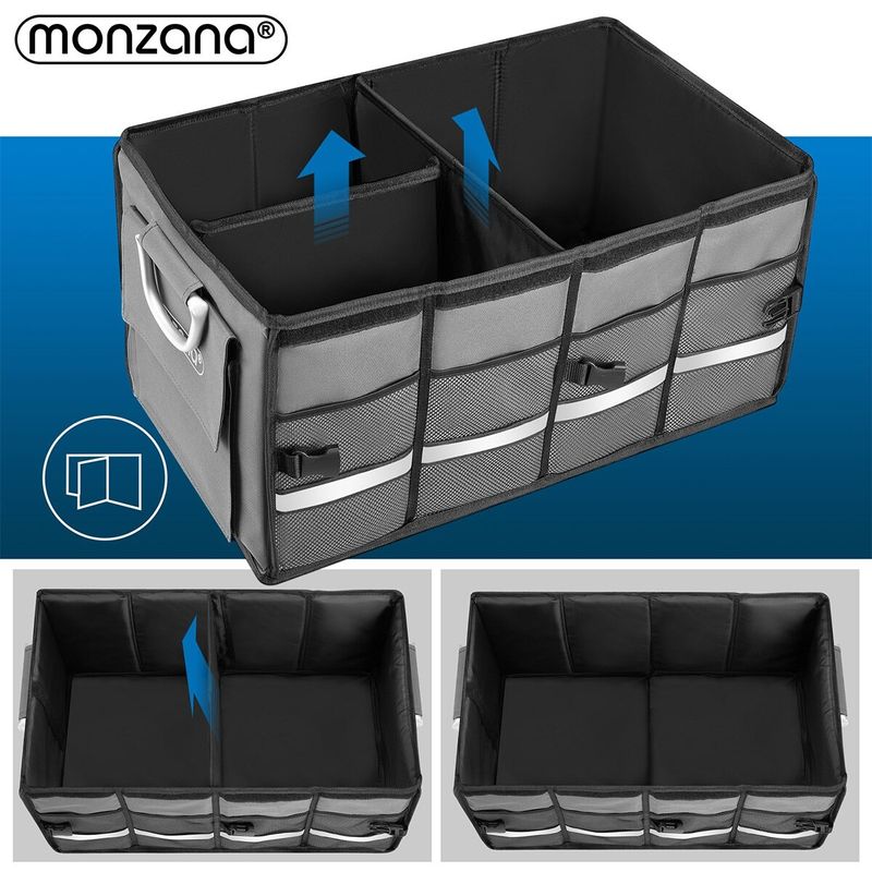 Casa si Gradina - Mobilier - Organizare si depozitare - Cutii depozitare - Cutie organizare portbagaj, impermeabila, pliabila, 3 compartimente, buzunare exterioare, 63 l, 60 x 35 x 30 cm, Gri - Infinity.ro