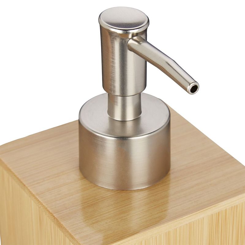 Casa si Gradina - Sanitare - Suporturi si accesorii baie - Dispensere - Set accesorii baie cu tavita, 3 piese- include dozator sapun, Bambus, Natur, 18 x 25 x 9,5 cm - Infinity.ro