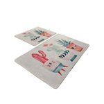 Casa si Gradina - Textile si covoare - Covoare - Covorase baie - Set 2 Covorase baie Happy Cactus, 60 x 100 cm, 50 x 60 cm, Antiderapant, Ecru - Infinity.ro