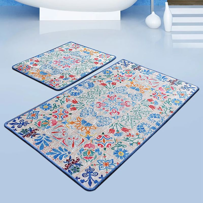 Casa si Gradina - Textile si covoare - Covoare - Covorase baie - Set 2 Covorase baie Ceramica, 60 x 100 cm, 50 x 60 cm, Antiderapant, Multicolor - Infinity.ro