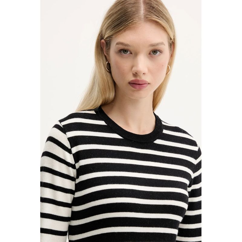 Fashion, accesorii si bijuterii - Femei - Imbracaminte femei - Camasi si bluze femei - Bluza dama de lana Desigual BERGEN XL INTL Negru | Alb - Infinity.ro