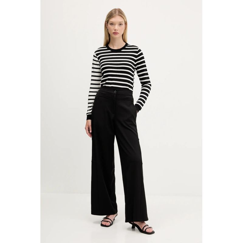 Fashion, accesorii si bijuterii - Femei - Imbracaminte femei - Camasi si bluze femei - Bluza dama de lana Desigual BERGEN XL INTL Negru | Alb - Infinity.ro