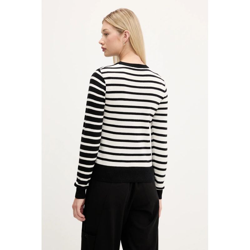 Fashion, accesorii si bijuterii - Femei - Imbracaminte femei - Camasi si bluze femei - Bluza dama de lana Desigual BERGEN XL INTL Negru | Alb - Infinity.ro