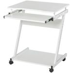 Casa si Gradina - Mobilier - Mese si birouri - Birouri - Birou calculator, pe roti, metal, pal, cu raft tastatura, alb, max 30 kg, 60x48x73 cm - Infinity.ro