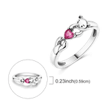 Fashion, accesorii si bijuterii - Femei - Bijuterii femei - Inele femei - Inel argint fashion Bear Love, cu inimă roșie - 6 - Infinity.ro