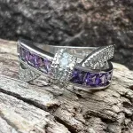 Fashion, accesorii si bijuterii - Femei - Bijuterii femei - Inele femei - Inel Elegant din Argint cu Zirconiu Purpuriu - 9 - Infinity.ro