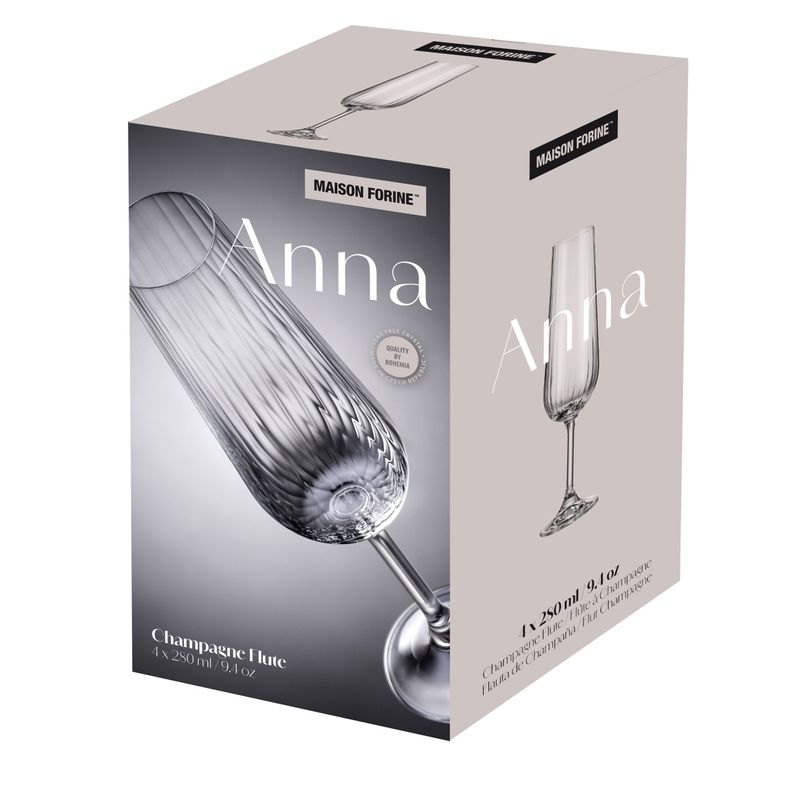 Casa si Gradina - Bucatarie si vesela - Cani si pahare - Pahare - Set 4 pahare sampanie MAISON FORINE Anna, 280ml, sticla cristalina - Infinity.ro