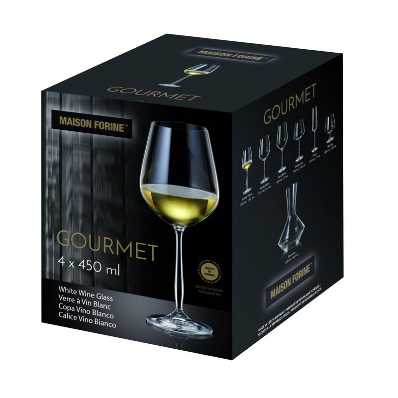 Casa si Gradina - Bucatarie si vesela - Cani si pahare - Pahare - Set 4 pahare vin alb MAISON FORINE Gourmet, 450ml, sticla cristalina - Infinity.ro