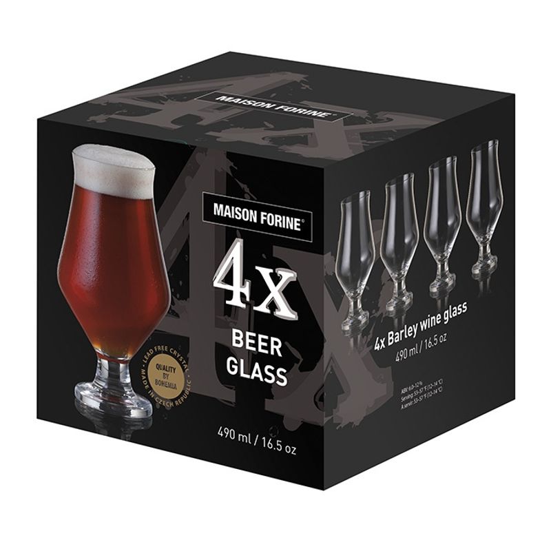 Casa si Gradina - Bucatarie si vesela - Cani si pahare - Pahare - Set 4 pahare bere cu picior MAISON FORINE Barley, 490ml, sticla cristalina - Infinity.ro