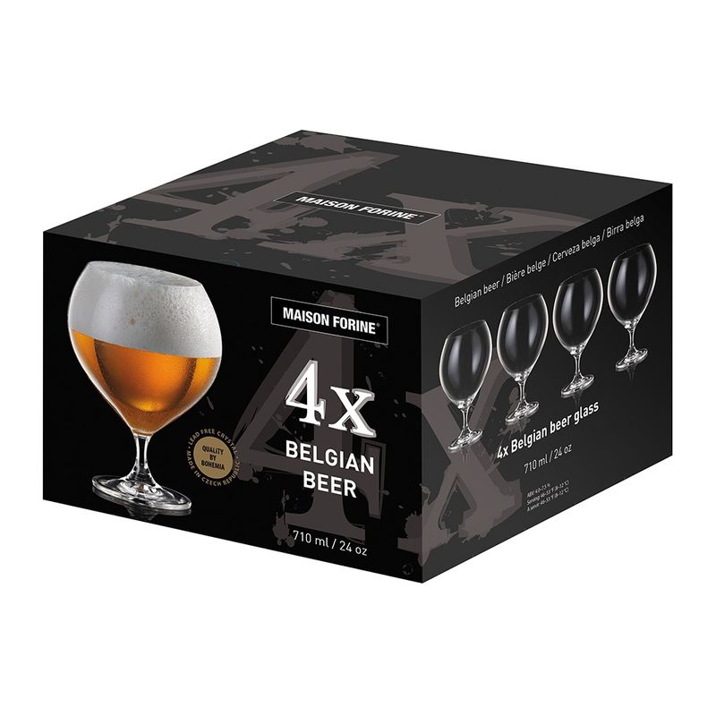 Casa si Gradina - Bucatarie si vesela - Cani si pahare - Pahare - Set 4 pahare bere cu picior MAISON FORINE Belgian, 710ml, sticla cristalina - Infinity.ro