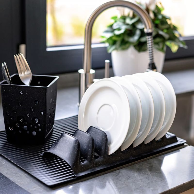 Casa si Gradina - Bucatarie si vesela - Organizare si depozitare bucatarie - Scurgator vase - Suport scurgator farfurii PRACTIC Cosmos, plastic, negru - Infinity.ro