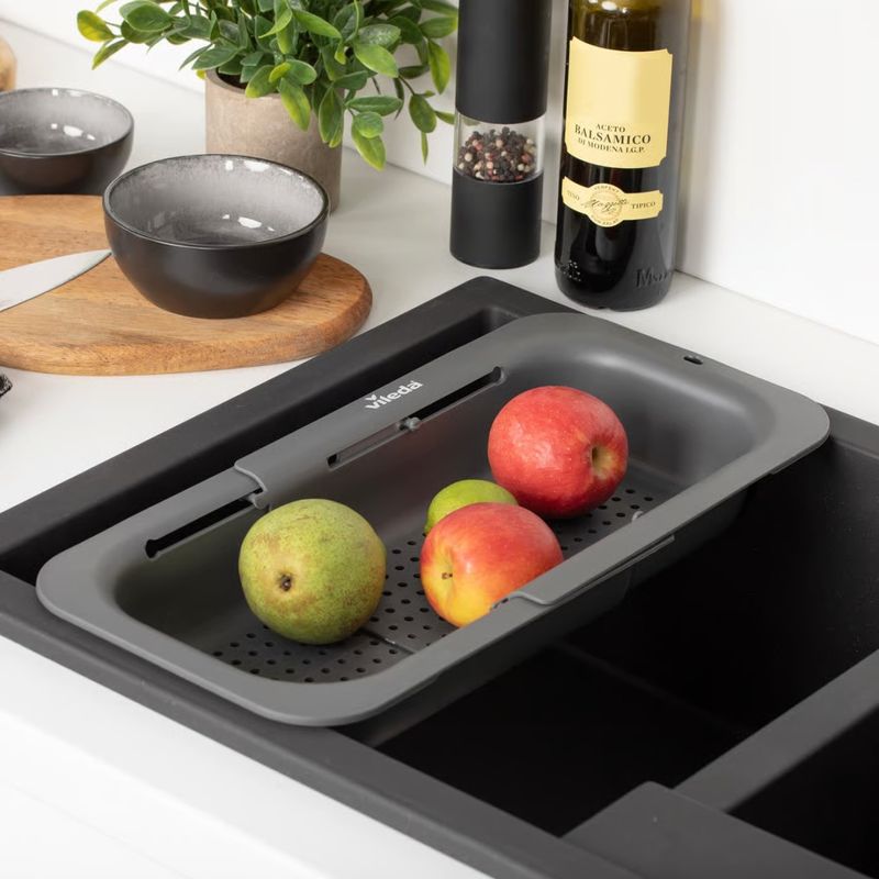 Casa si Gradina - Bucatarie si vesela - Organizare si depozitare bucatarie - Scurgator vase - Scurgator tacamuri VILEDA Easy Kitchen, strecuratoare reglabila pentru chiuveta - Infinity.ro