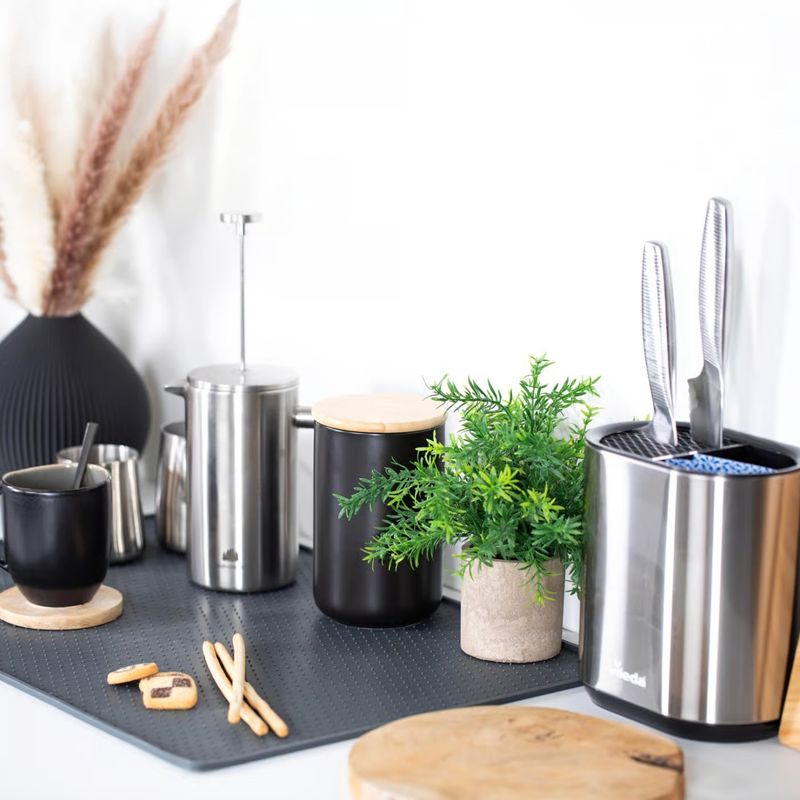 Casa si Gradina - Bucatarie si vesela - Organizare si depozitare bucatarie - Scurgator vase - Scurgator tacamuri VILEDA Easy Kitchen, cu suport cutite, otel - Infinity.ro