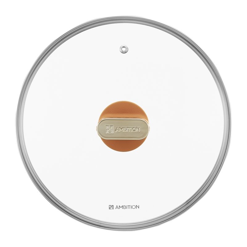 Casa si Gradina - Bucatarie si vesela - Vase pentru gatit - Oale si cratite - Oala cu capac AMBITION Camel, 24cm, 4.2L, invelis Qualum Basic Stone Edition, maner piele, inductie - Infinity.ro