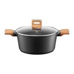 Casa si Gradina - Bucatarie si vesela - Vase pentru gatit - Oale si cratite - Oala cu capac AMBITION Camel, 24cm, 4.2L, invelis Qualum Basic Stone Edition, maner piele, inductie - Infinity.ro