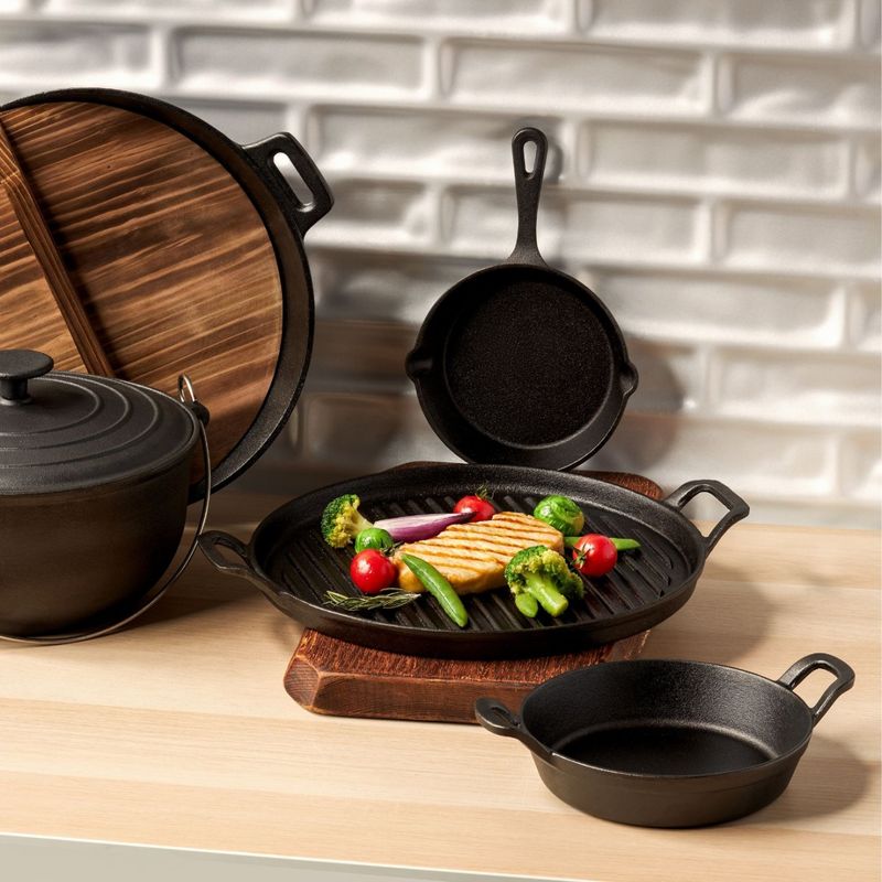 Casa si Gradina - Bucatarie si vesela - Vase pentru gatit - Tigai si seturi - Tigaie grill cu 2 manere AMBITION Iron, 30cm, fonta, inductie - Infinity.ro