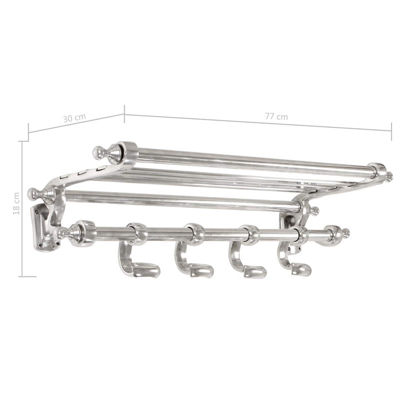 Casa si Gradina - Mobilier - Organizare si depozitare - Cuiere - Cuier de paltoane Pe perete Argintiu 77 x 30 x 18 cm Aluminiu - Infinity.ro