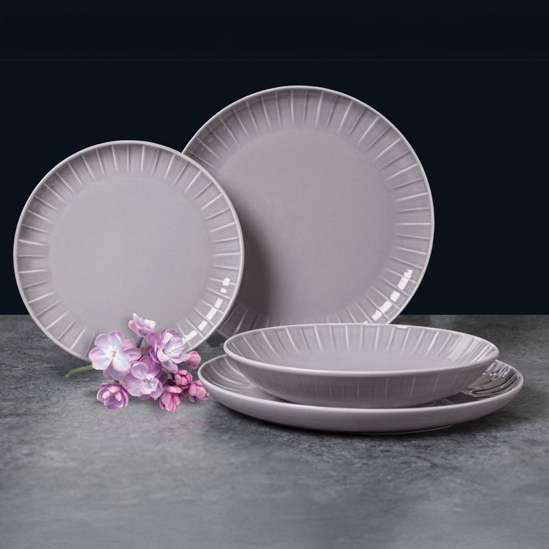 Casa si Gradina - Bucatarie si vesela - Vesela si tacamuri - Farfurii si boluri - Farfurie desert AMBITION Ligne, 21cm, portelan, gri - Infinity.ro