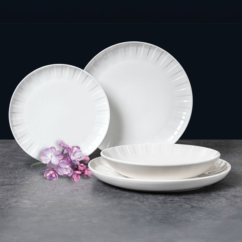 Casa si Gradina - Bucatarie si vesela - Vesela si tacamuri - Farfurii si boluri - Farfurie plata AMBITION Ligne, 26cm, portelan, alb - Infinity.ro