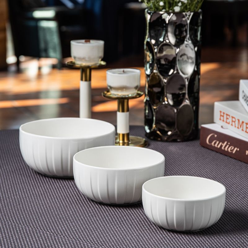 Casa si Gradina - Bucatarie si vesela - Vesela si tacamuri - Farfurii si boluri - Bol mare AMBITION Ligne, 20cm, portelan, alb - Infinity.ro