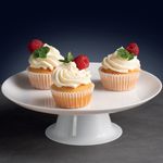 Casa si Gradina - Bucatarie si vesela - Vesela si tacamuri - Platouri de bucatarie - Platou tort/desert cu talpa AMBITION Lily, 32cm, sticla opal, alb - Infinity.ro