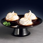 Casa si Gradina - Bucatarie si vesela - Vesela si tacamuri - Platouri de bucatarie - Platou tort/desert cu talpa AMBITION Lily, 32cm, sticla opal, negru - Infinity.ro