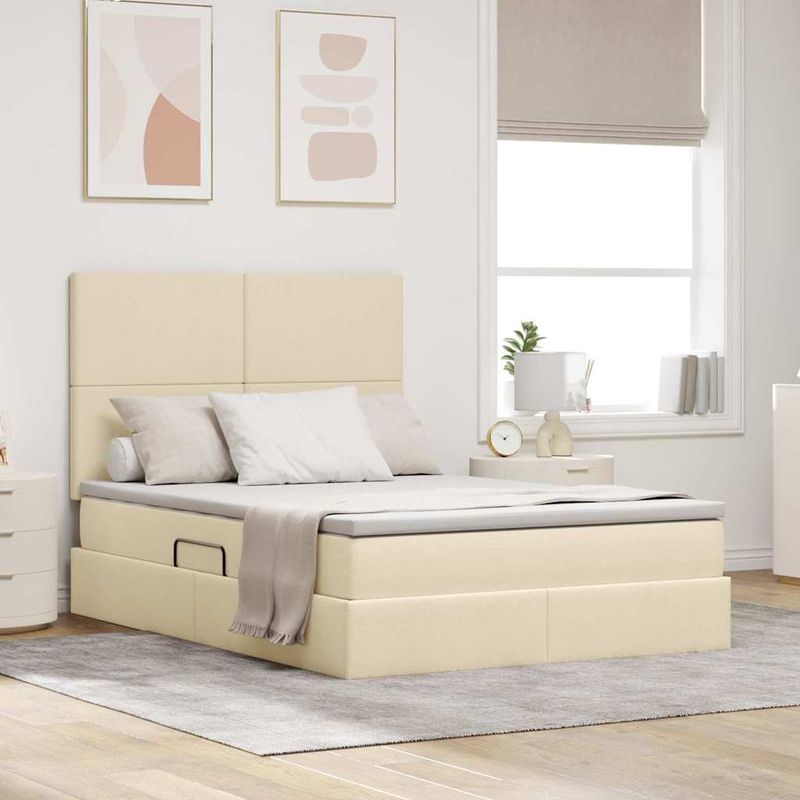 Casa si Gradina - Mobilier - Paturi si accesorii - Paturi - Pat cu storage cu saltea Creme 140 x 190 cm Piele artificiala - Infinity.ro