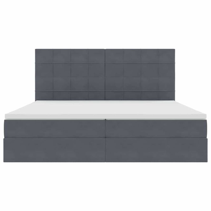 Casa si Gradina - Mobilier - Paturi si accesorii - Paturi - Pat cu saltea si LED cu saltea Gri inchis 200 x 200 cm Catifea - Infinity.ro
