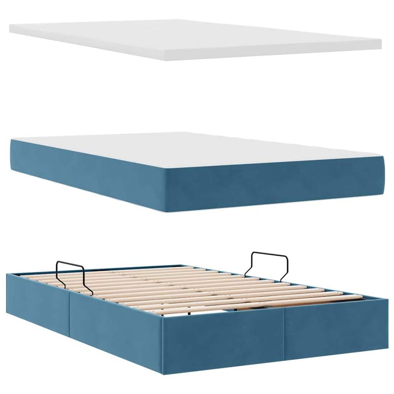 Casa si Gradina - Mobilier - Paturi si accesorii - Paturi - Pat cu saltea si LED Albastru inchis 120 x 200 cm Catifea - Infinity.ro
