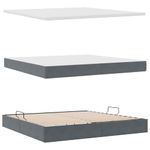 Casa si Gradina - Mobilier - Paturi si accesorii - Paturi - Pat cu saltea si LED cu saltea Gri inchis 200 x 200 cm Catifea - Infinity.ro