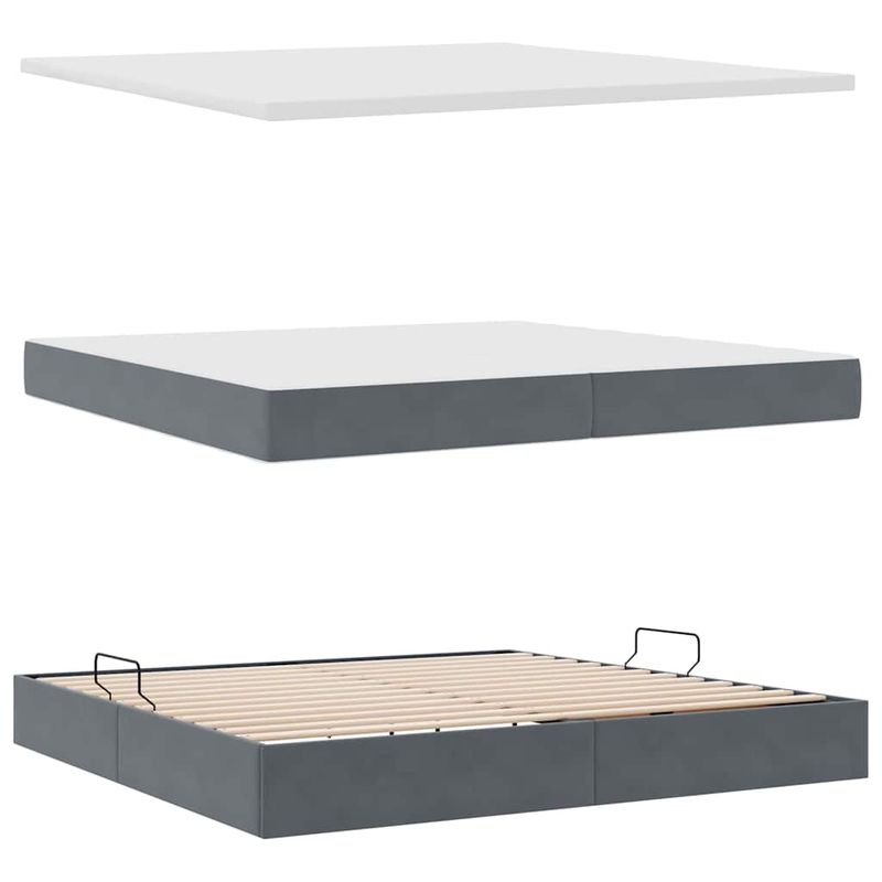 Casa si Gradina - Mobilier - Paturi si accesorii - Paturi - Pat cu saltea si LED cu saltea Gri inchis 200 x 200 cm Catifea - Infinity.ro