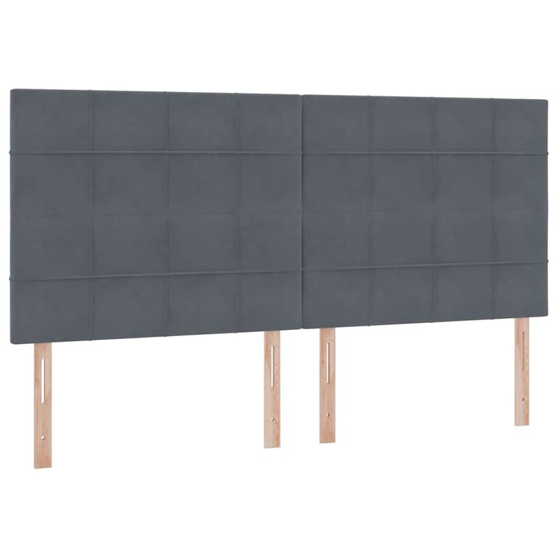 Casa si Gradina - Mobilier - Paturi si accesorii - Paturi - Pat cu saltea si LED cu saltea Gri inchis 200 x 200 cm Catifea - Infinity.ro