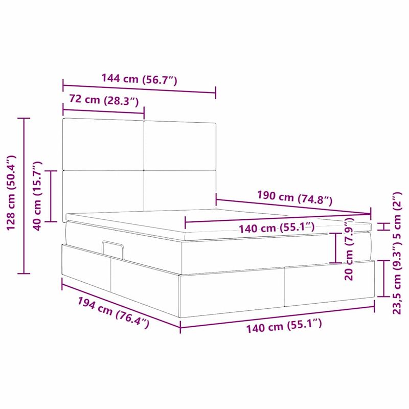 Casa si Gradina - Mobilier - Paturi si accesorii - Paturi - Pat cu storage cu saltea Creme 140 x 190 cm Piele artificiala - Infinity.ro