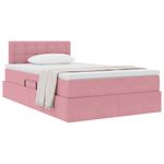 Casa si Gradina - Mobilier - Paturi si accesorii - Paturi - Pat cu storage cu saltea cu headboard Roz 120 x 200 cm Catifea - Infinity.ro