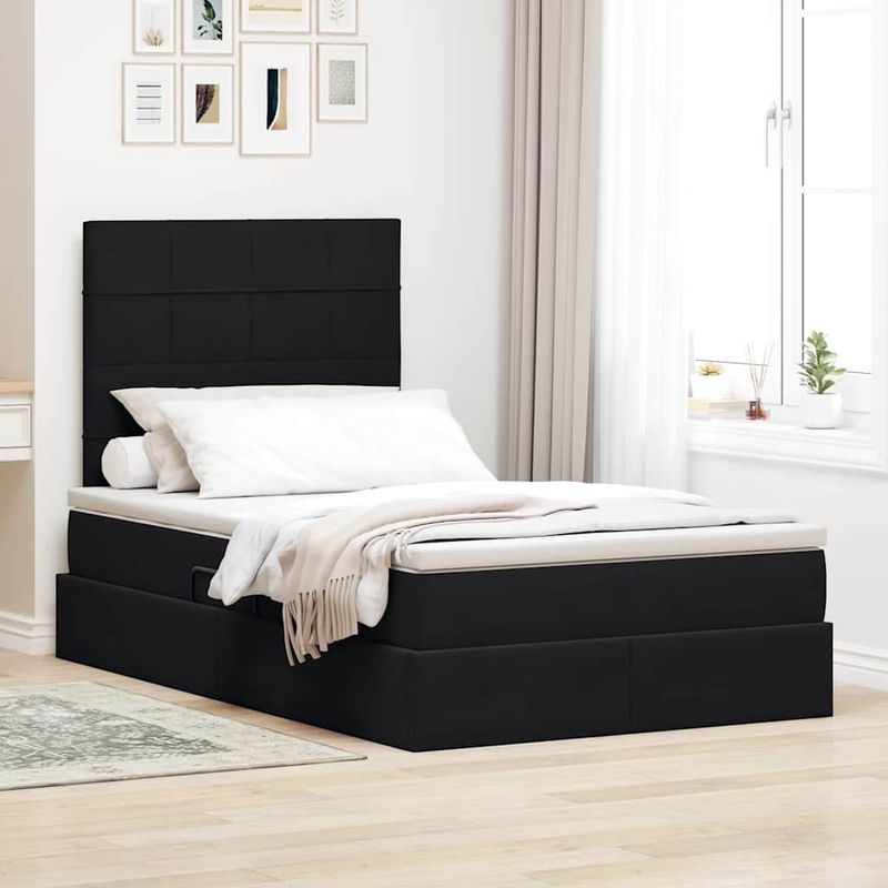 Casa si Gradina - Mobilier - Paturi si accesorii - Paturi - Pat cu saltea si LED cu saltea Negru 120 x 190 cm Catifea - Infinity.ro