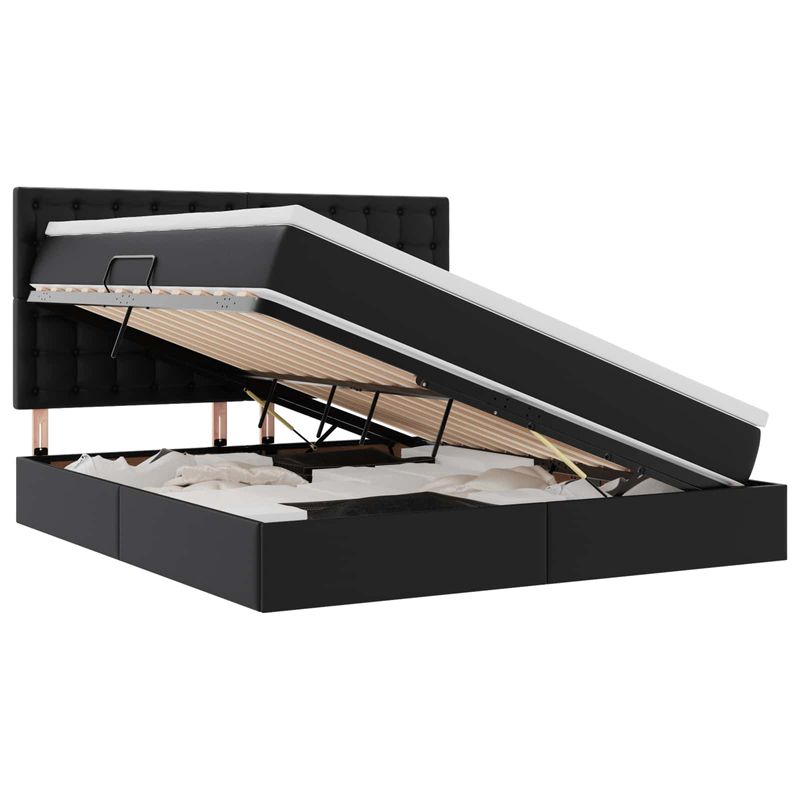 Casa si Gradina - Mobilier - Paturi si accesorii - Paturi - Pat cu storage cu saltea Negru 180 x 200 cm Piele artificiala - Infinity.ro