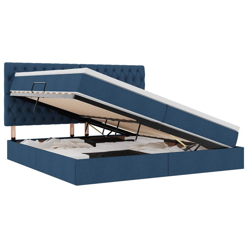 Casa si Gradina - Mobilier - Paturi si accesorii - Paturi - Pat cu storage albastru 200 x 200 cm Piele artificiala - Infinity.ro