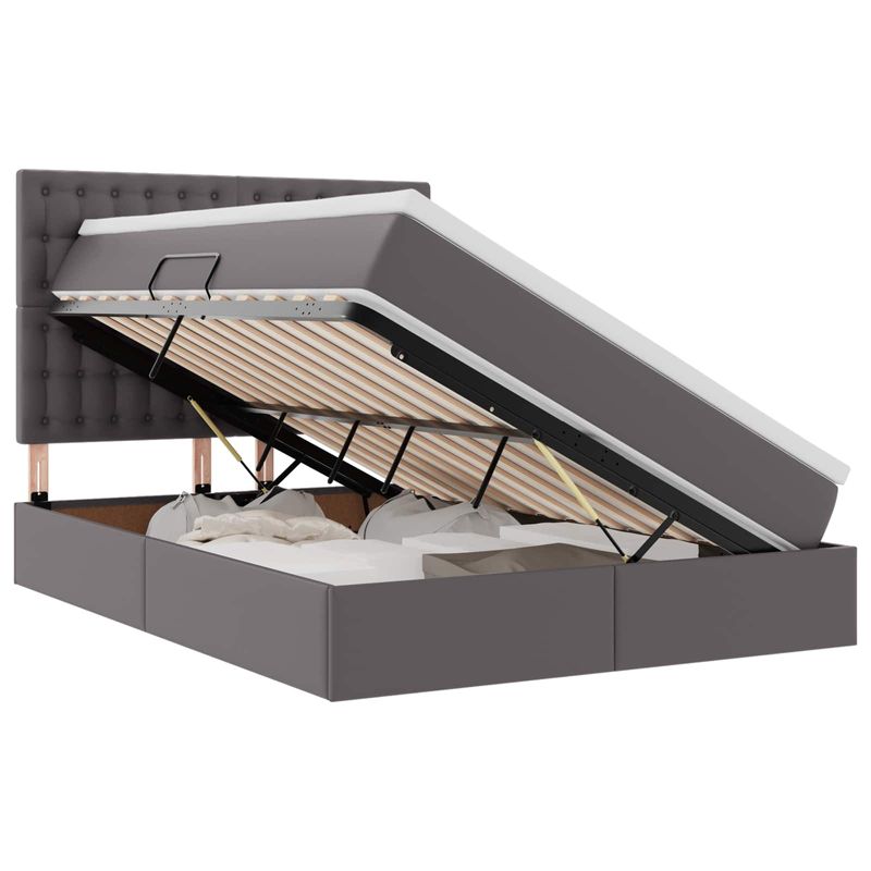 Casa si Gradina - Mobilier - Paturi si accesorii - Paturi - Pat cu storage cu saltea Gri 140 x 190 cm Piele artificiala - Infinity.ro