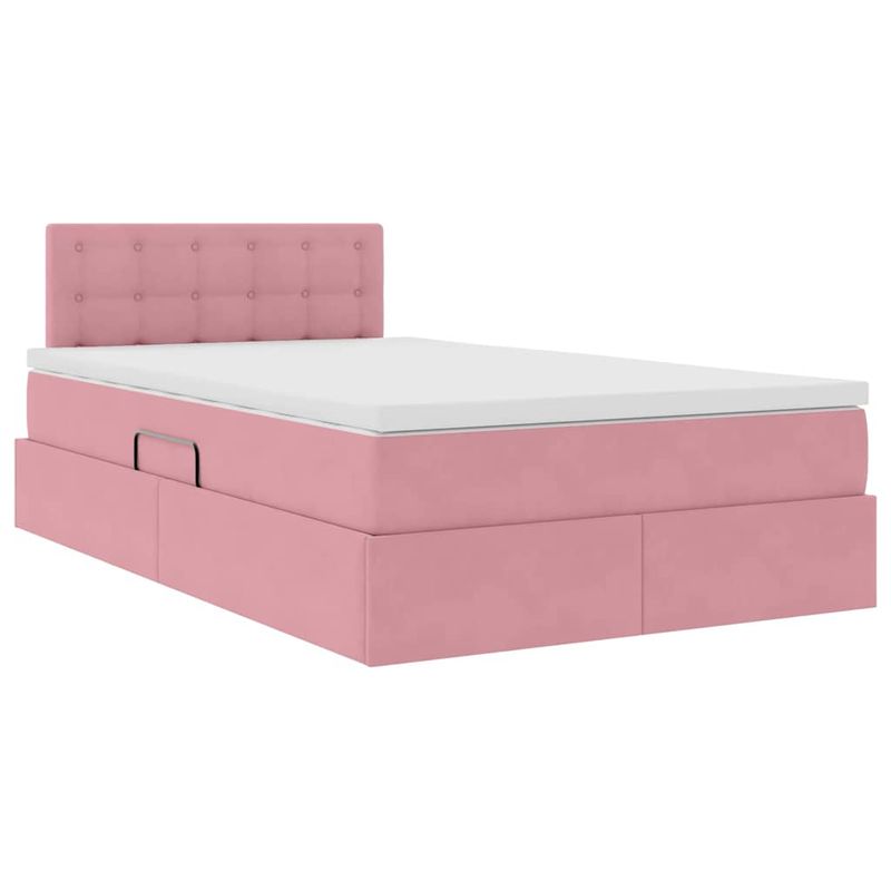 Casa si Gradina - Mobilier - Paturi si accesorii - Paturi - Pat cu storage cu saltea cu headboard Roz 120 x 200 cm Catifea - Infinity.ro