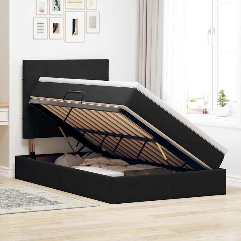 Casa si Gradina - Mobilier - Paturi si accesorii - Paturi - Pat cu saltea si LED cu saltea Negru 120 x 190 cm Catifea - Infinity.ro