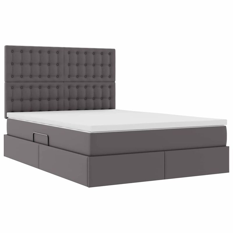 Casa si Gradina - Mobilier - Paturi si accesorii - Paturi - Pat cu storage cu saltea Gri 140 x 190 cm Piele artificiala - Infinity.ro