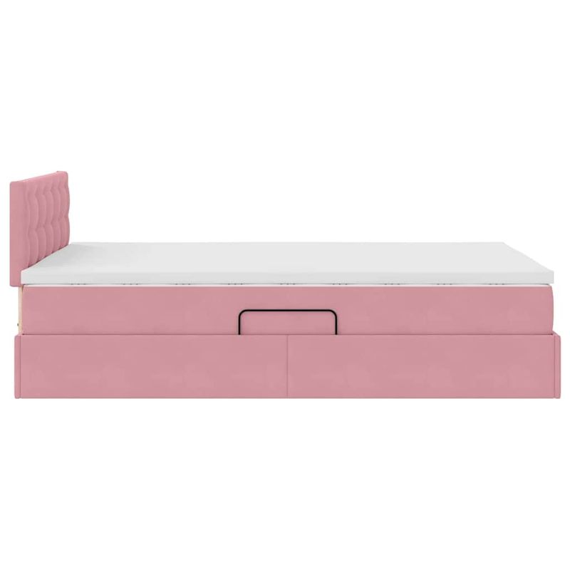 Casa si Gradina - Mobilier - Paturi si accesorii - Paturi - Pat cu storage cu saltea cu headboard Roz 120 x 200 cm Catifea - Infinity.ro