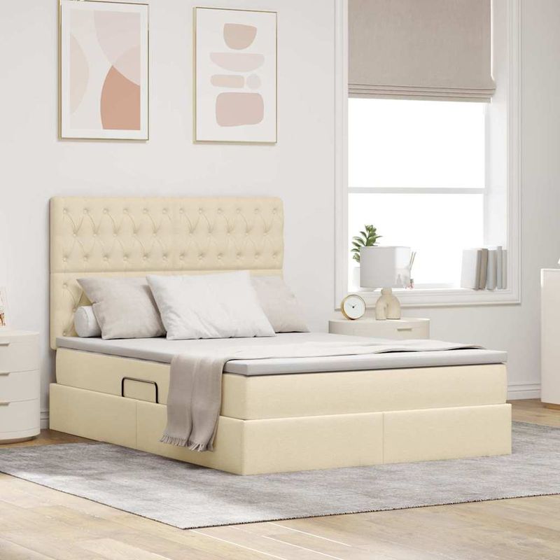 Casa si Gradina - Mobilier - Paturi si accesorii - Paturi - Pat cu storage cu saltea Creme 140 x 200 cm Piele artificiala - Infinity.ro
