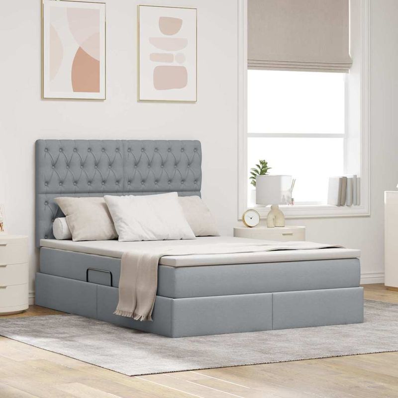 Casa si Gradina - Mobilier - Paturi si accesorii - Paturi - Pat cu storage Gri deschis 140 x 200 cm Piele artificiala - Infinity.ro