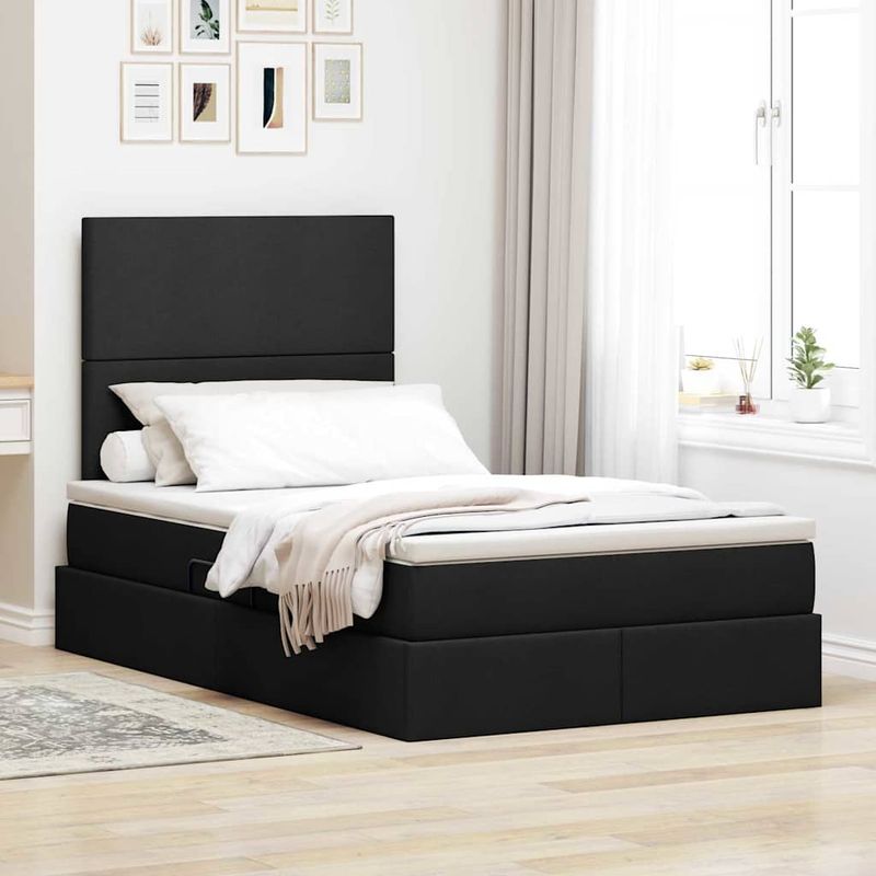 Casa si Gradina - Mobilier - Paturi si accesorii - Paturi - Pat cu storage cu saltea Negru 120 x 200 cm Piele artificiala - Infinity.ro