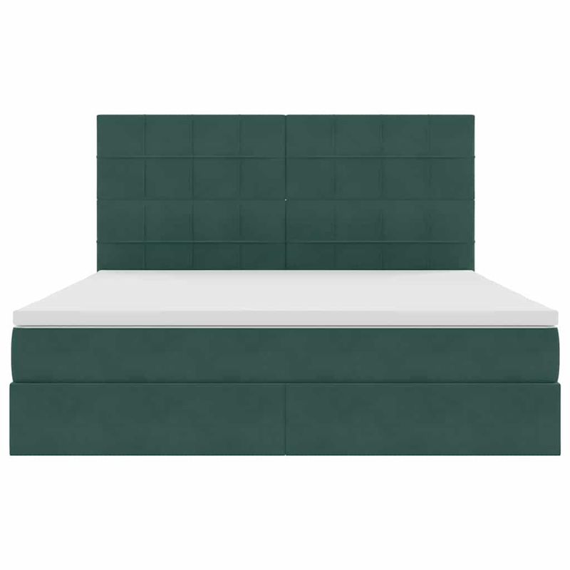 Casa si Gradina - Mobilier - Paturi si accesorii - Paturi - Pat cu saltea si LED Verde inchis 180 x 200 cm Catifea - Infinity.ro