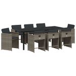 Casa si Gradina - Gradina si terasa - Mobilier exterior - Scaune si sezlonguri gradina - Set de masa pentru gradina 9 pcs Gri poliratan - Infinity.ro