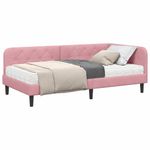 Casa si Gradina - Mobilier - Paturi si accesorii - Paturi - Cadru de pat coltar cu saltea Roz 90 x 190 cm Catifea - Infinity.ro