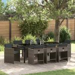 Casa si Gradina - Gradina si terasa - Mobilier exterior - Scaune si sezlonguri gradina - Set de masa pentru gradina 9 pcs Gri poliratan - Infinity.ro